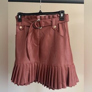 Zara Dusty Rose Leather Mini Skirt with Belt